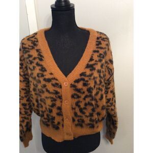 New NWT Tillys RSQ Leopard Print Cardigan Small S Women's